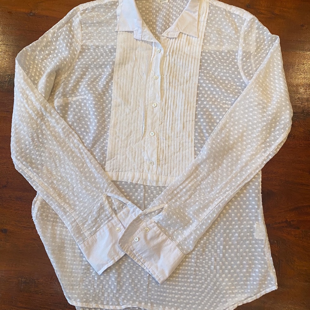 J. Crew Swiss Dot Tuxedo Shirt